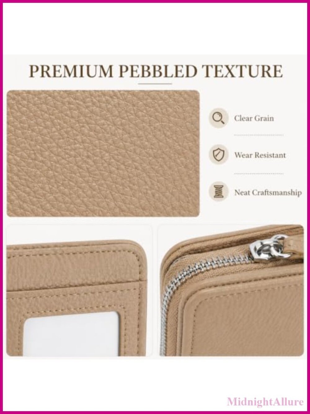 Small RFID Blocking Faux Leather Card Holder Wallet with ID Window - Picture 4 of 5